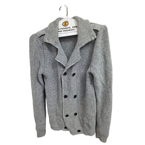 H&M Gray Cotton Shawl Collar Double-Breasted Cardigan – Men’s Small - Picture 1 of 6
